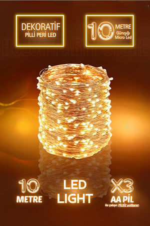 10 Meter Daylight Ramadan Eid Light - Religious Decor Fairy LED Light Yellow Battery Operated 3-Function