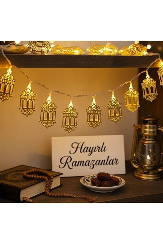 10-Piece Pendant Ramadan Lantern LED Light - Battery Operated 2 Meters Ramadan Ornament Islamic Decoration