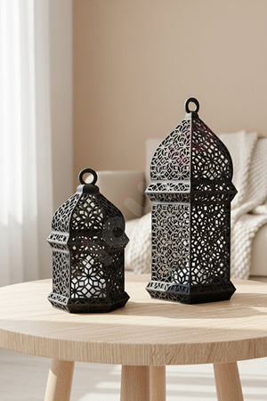 Islamic Motifs Ramadan Lantern - Lighted Candle Holder Desktop Ornament