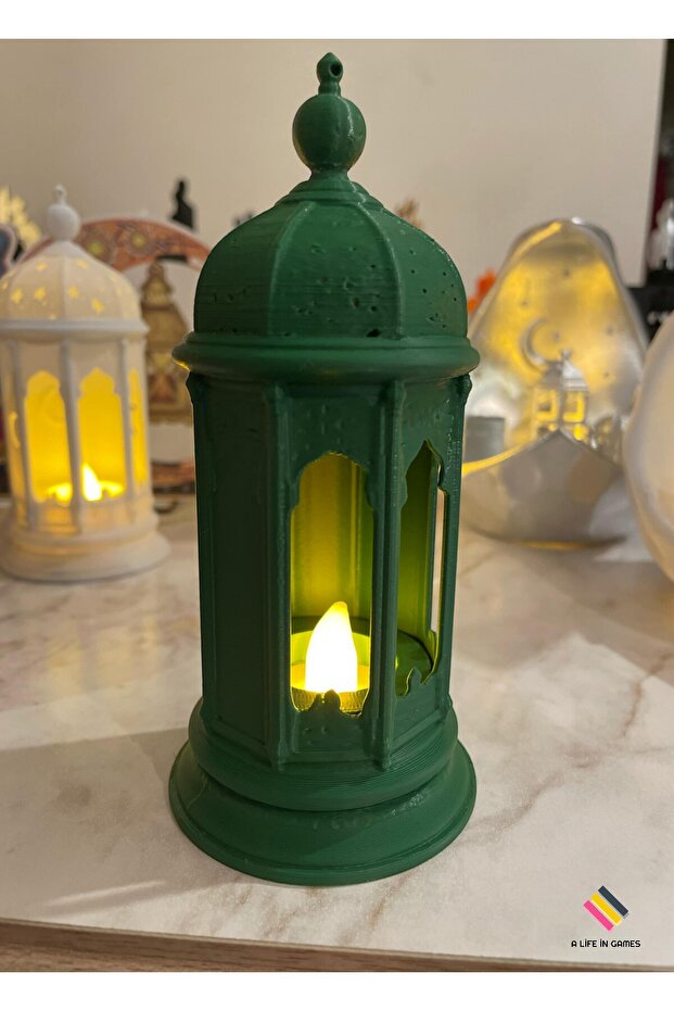 فانوس رمضان مع هدية شمعة LED - فانوس ترحيب رمضان عصري مزخرف للمنزل والمكتب
