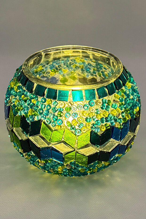 Handcrafted Colored Mosaic Candle Holder - Large Size, Add Elegance to Your Home (Style 2)