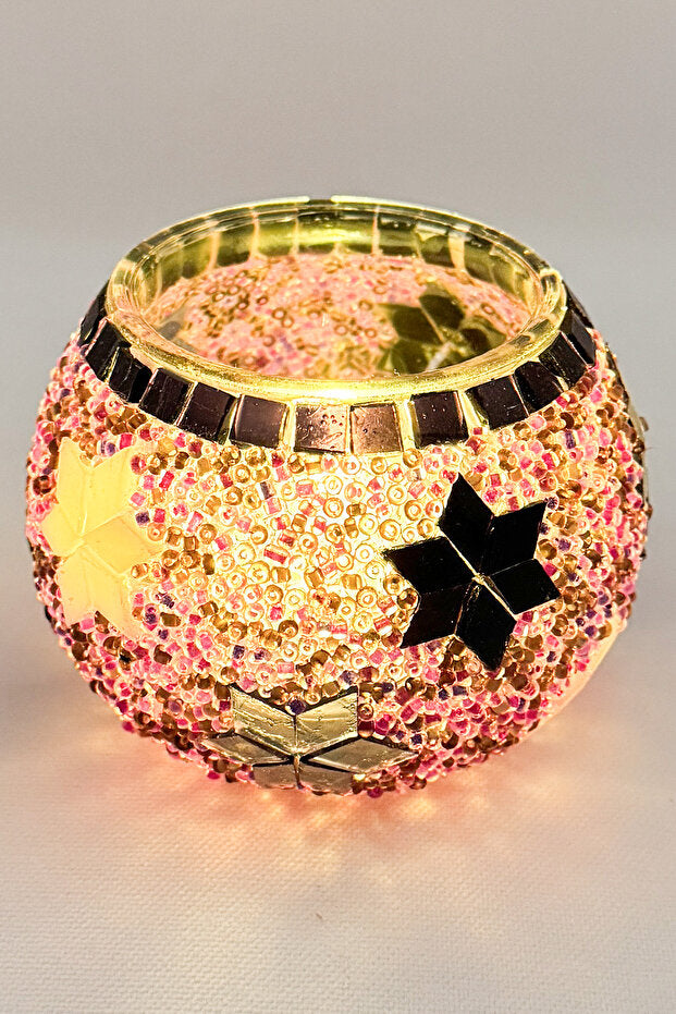 Handcrafted Colored Mosaic Candle Holder - Large Size, Add Elegance to Your Home