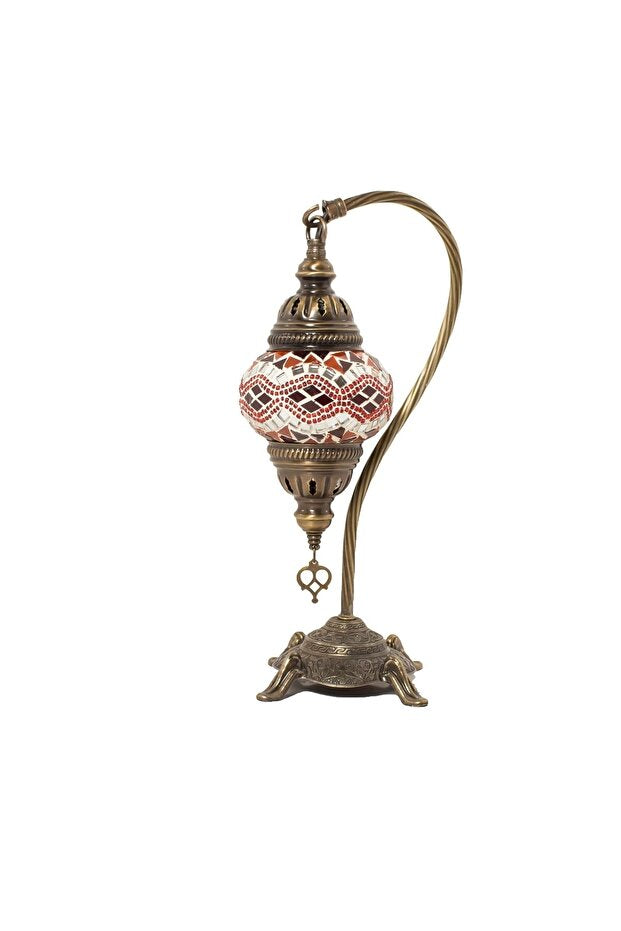 فانوس طاولة بتصميم البجع الأحمر وزجاج الفسيفساء - غطاء مصباح أنيق ومزخرف