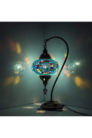 Mosaic Lamp Swan Neck - Authentic Bohemian Lampshade (Blue/Multicolor)