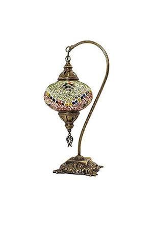 Mosaic Lamp Swan Neck - Authentic Bohemian Lampshade (Green/White)