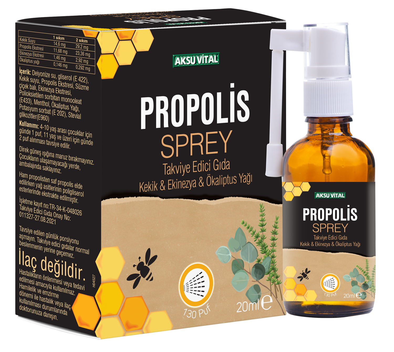 بخاخ الحلق بالبروبوليس 20 مل مع الزعتر، القنفذية والأوكالبتوس