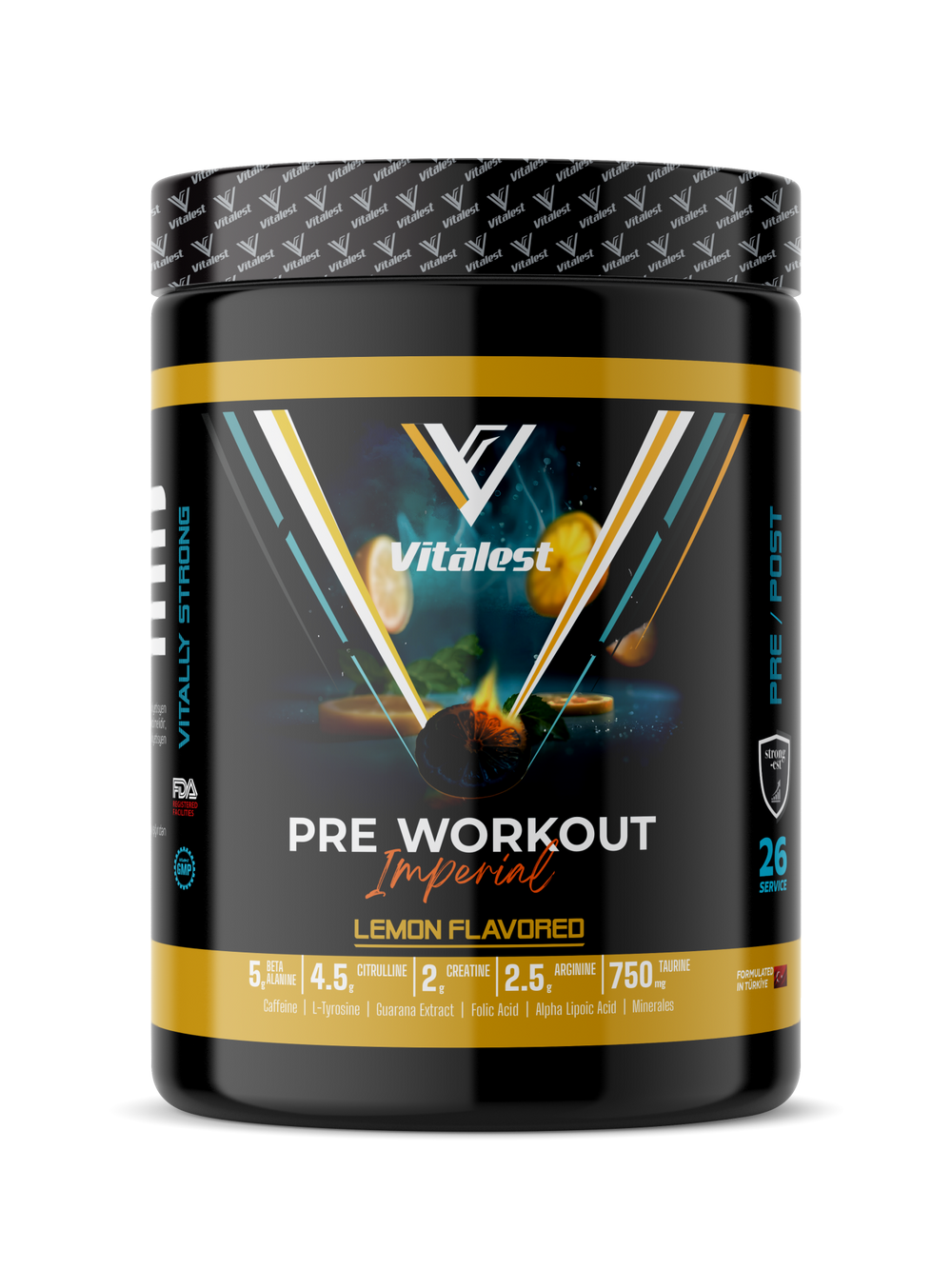 Vitalest Pre-Workout بنكهة الليمون 468 جم – 26 حصة