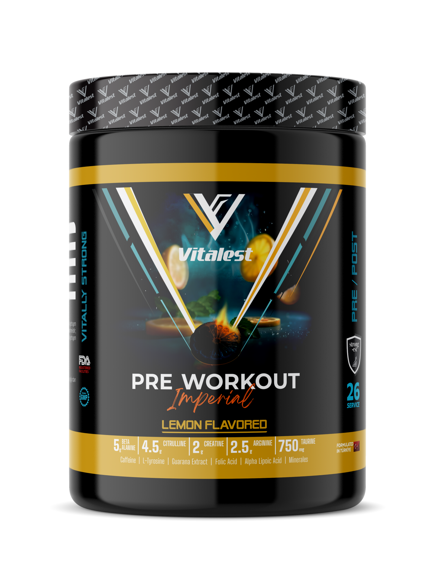 Vitalest Pre-Workout بنكهة الليمون 468 جم – 26 حصة