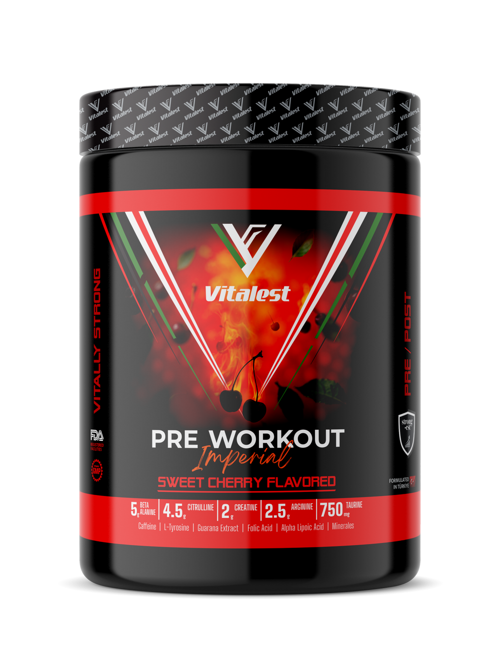 Vitalest Pre-Workout بنكهة الكرز 468 جم – 26 حصة