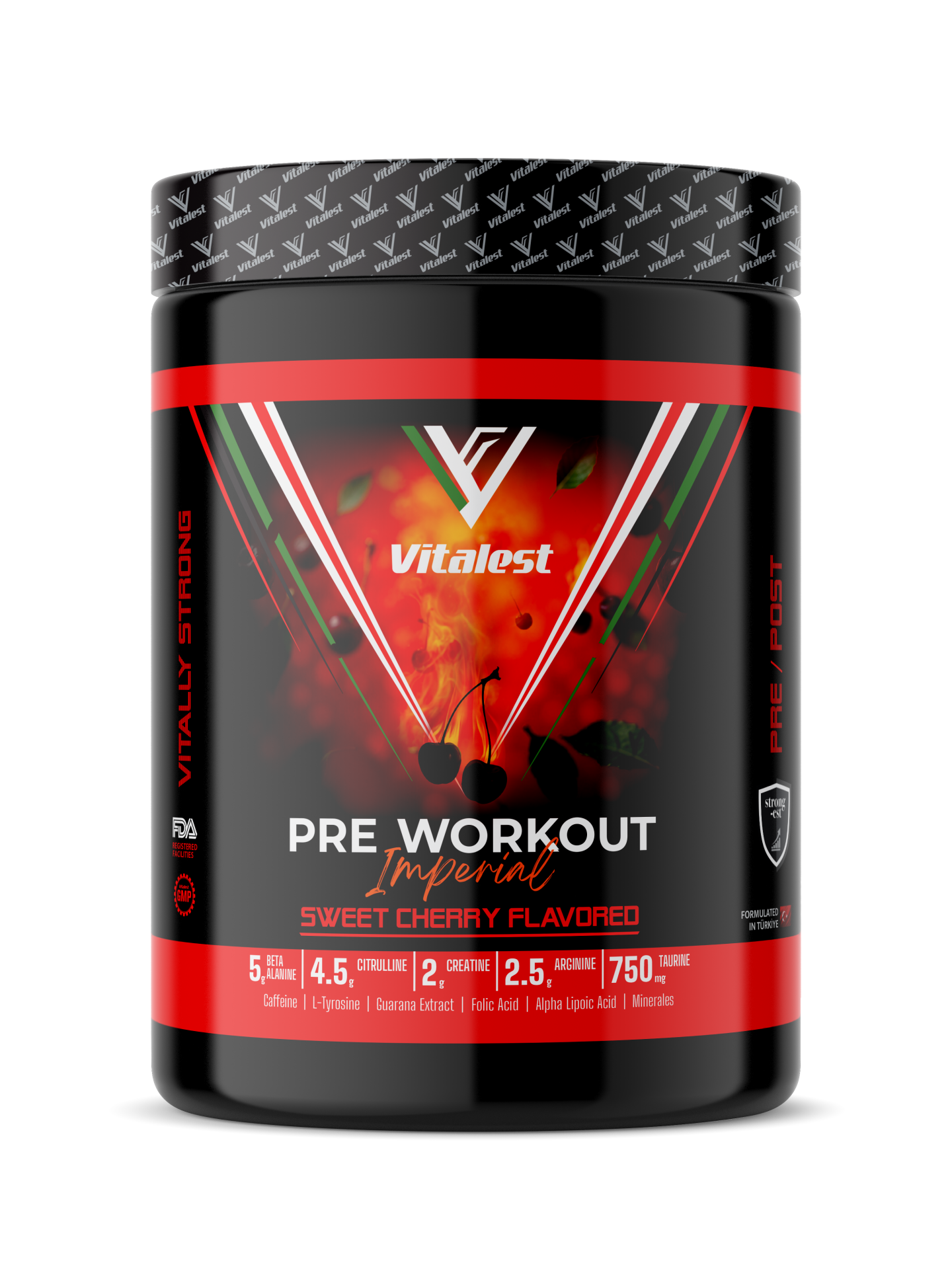 Vitalest Pre-Workout بنكهة الكرز 468 جم – 26 حصة