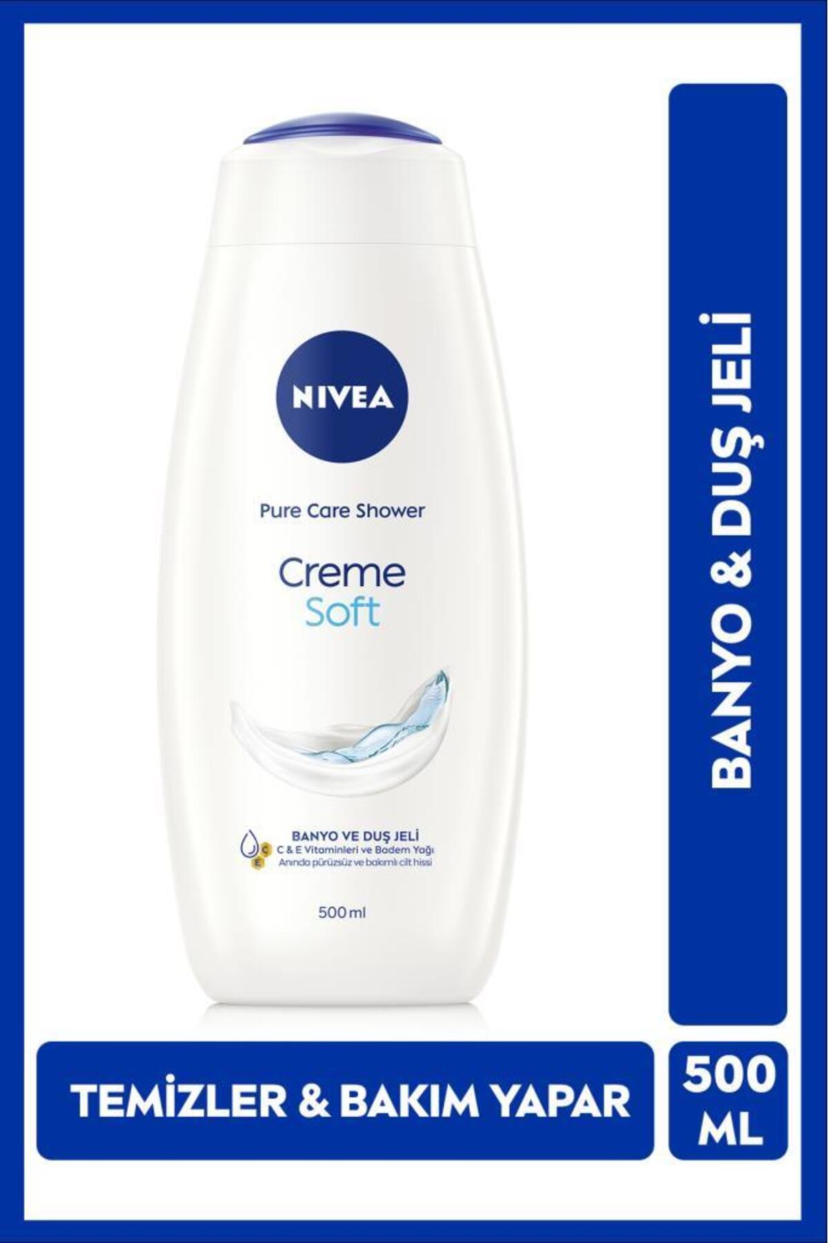 Nivea Creme Soft Creamy Touch Bath and Shower Gel 500ml, Cares While Cleansing, Almond Oil, Moisturizing