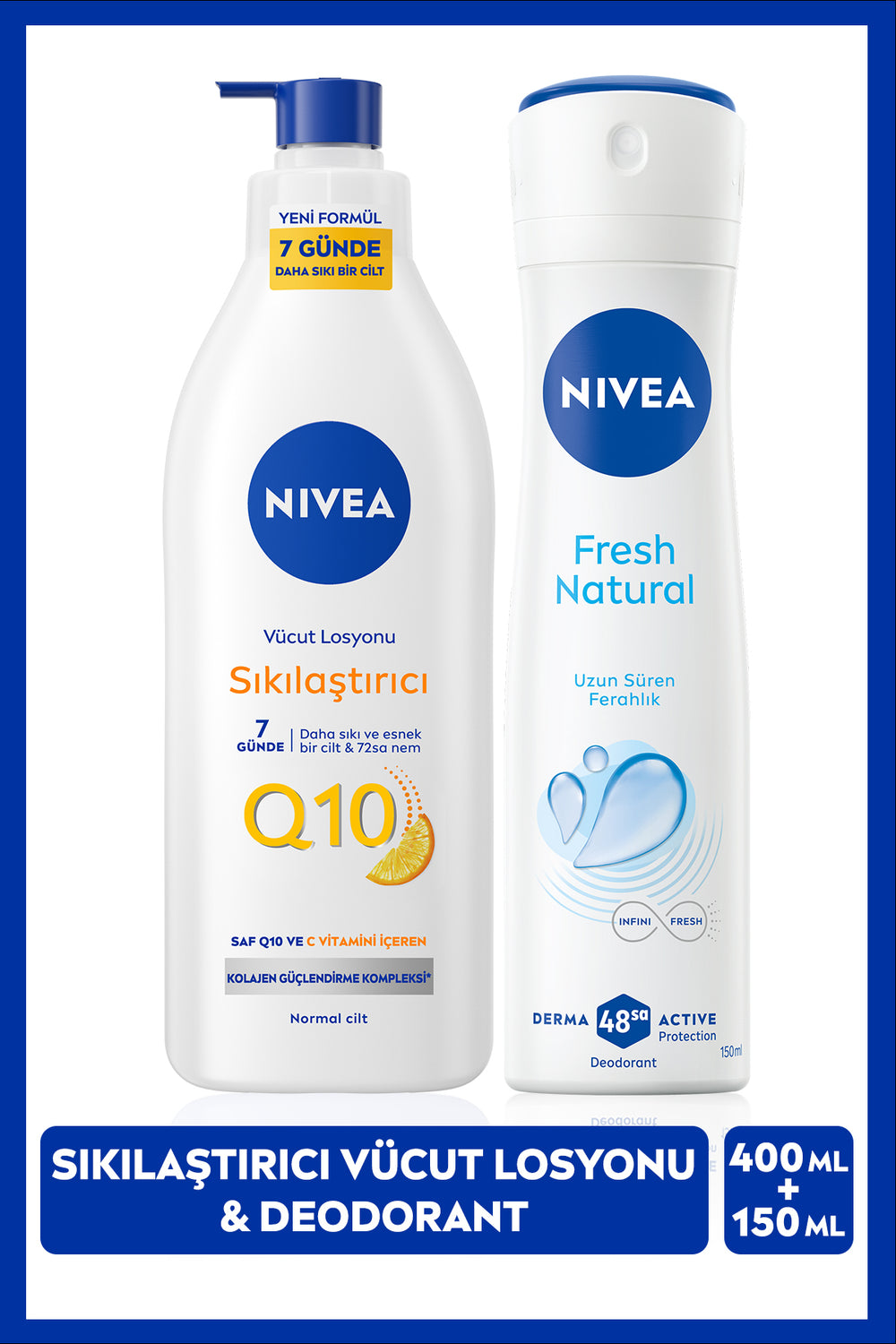 Nivea Women's Spray Deodorant Fresh Natural 150ml, Q10 Firming and Moisturizing Body Lotion 400ml