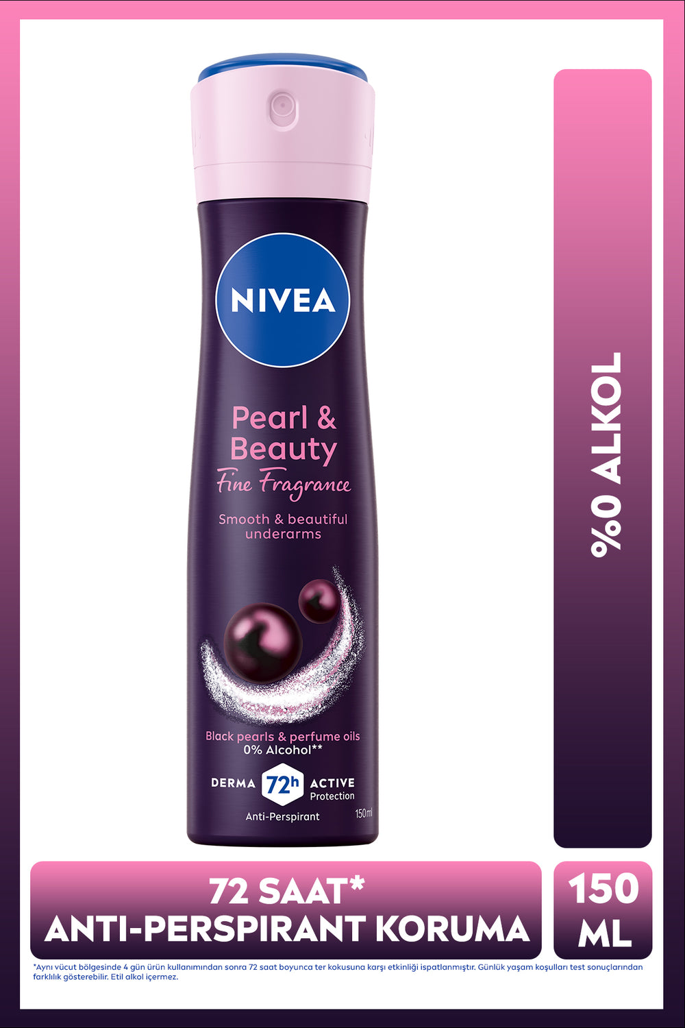 Nivea Women's Spray Deodorant Pearl&Beauty Fine Fragrance 150ml, 72 Hours Sweat Protection, Alcohol-free