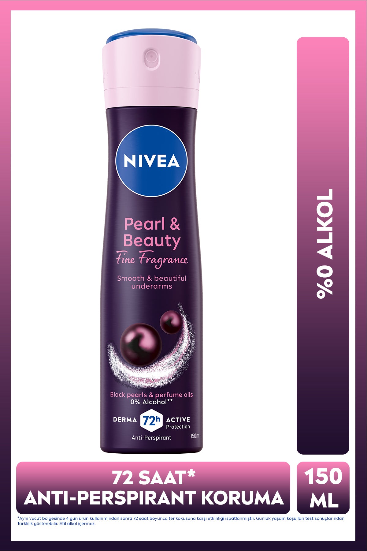 Nivea Women's Spray Deodorant Pearl&Beauty Fine Fragrance 150ml, 72 Hours Sweat Protection, Alcohol-free