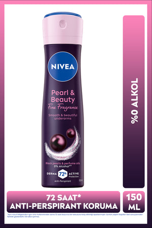 Nivea Women's Spray Deodorant Pearl&Beauty Fine Fragrance 150ml, 72 Hours Sweat Protection, Alcohol-free