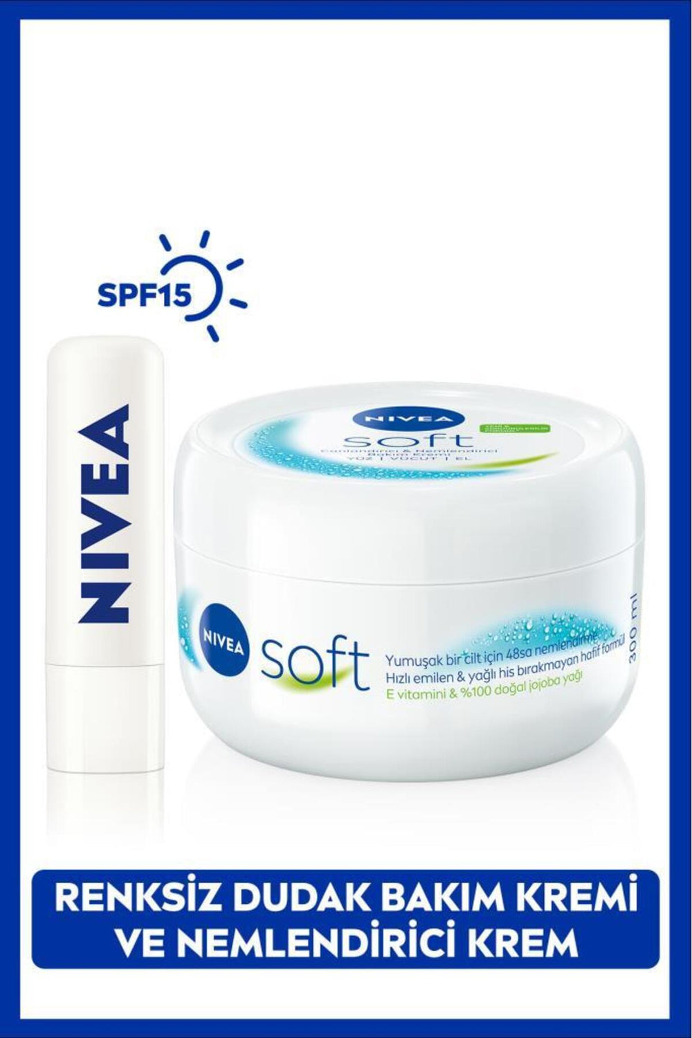 Nivea Sunscreen Colorless Lip Care Cream Medrepair Spf15 and Soft Moisturizing Body Care Cream300ml