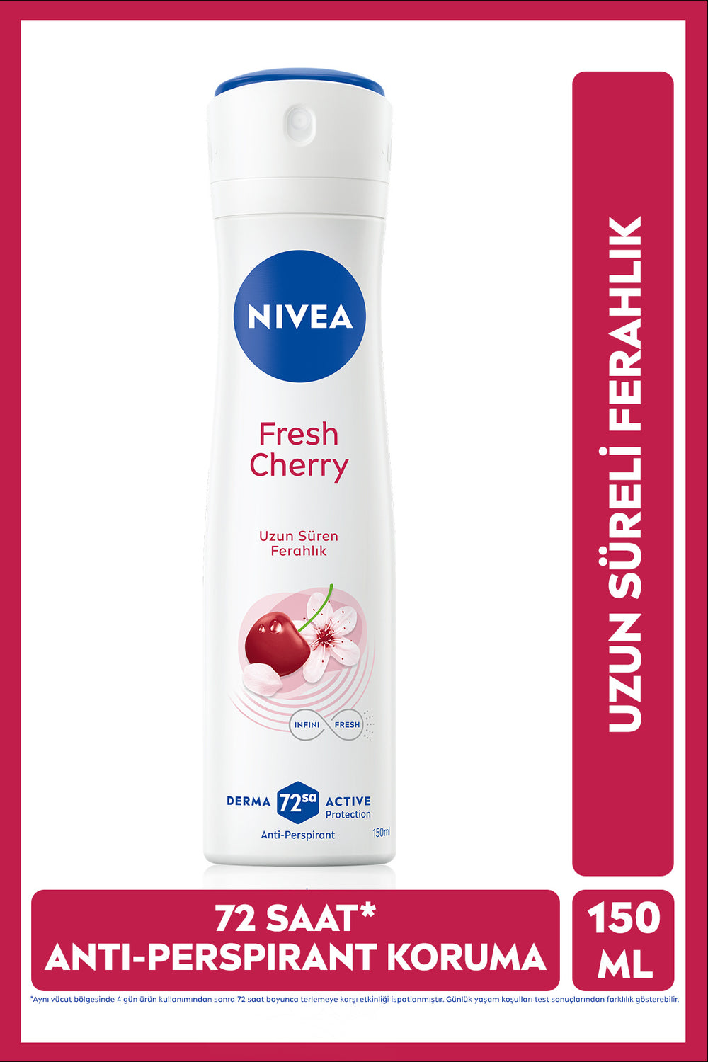 Nivea Women's Spray Deodorant Fresh Cherry 150ml, 72 Hours Anti-perspirant Sweat Protection, Cherry Scent
