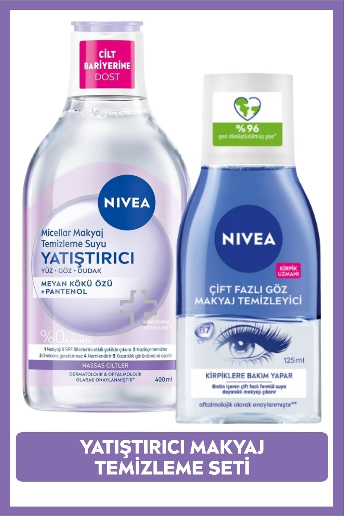 Nivea Soothing Micellar Make-up Remover Water 400ml and Eye Make-up Remover 125ml, SPF Filter