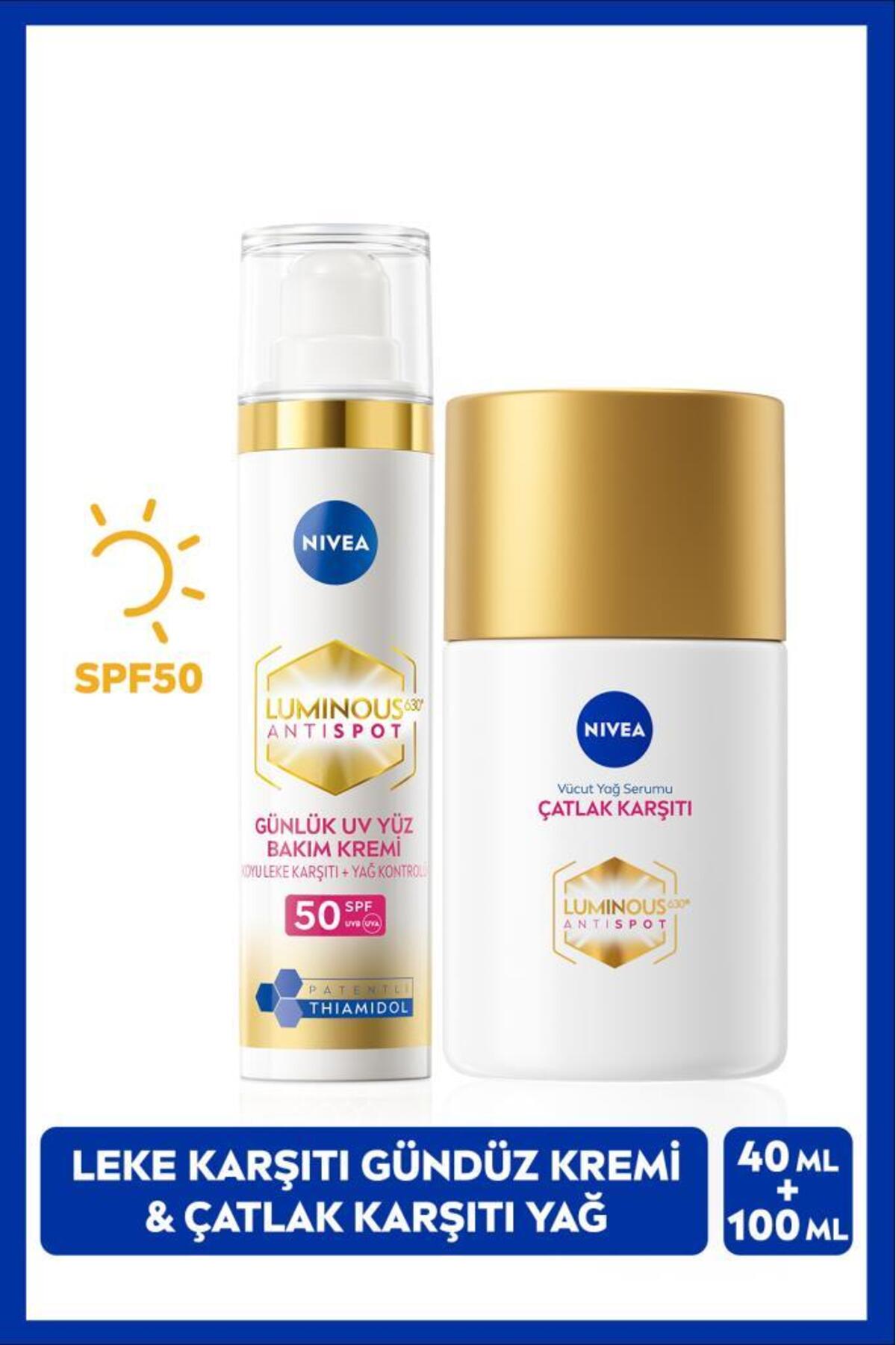 Nivea Luminous630 Thiamidol Anti-Blemish SPF50 Day Cream 40ml and Anti-Stretch Mark Body Oil Serum 100ml