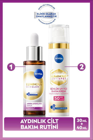 Nivea Luminous630 Brightening and Anti-Blemish Skin Care Set, SPF50 Facial Sun Cream 40ml, Serum 30 ml