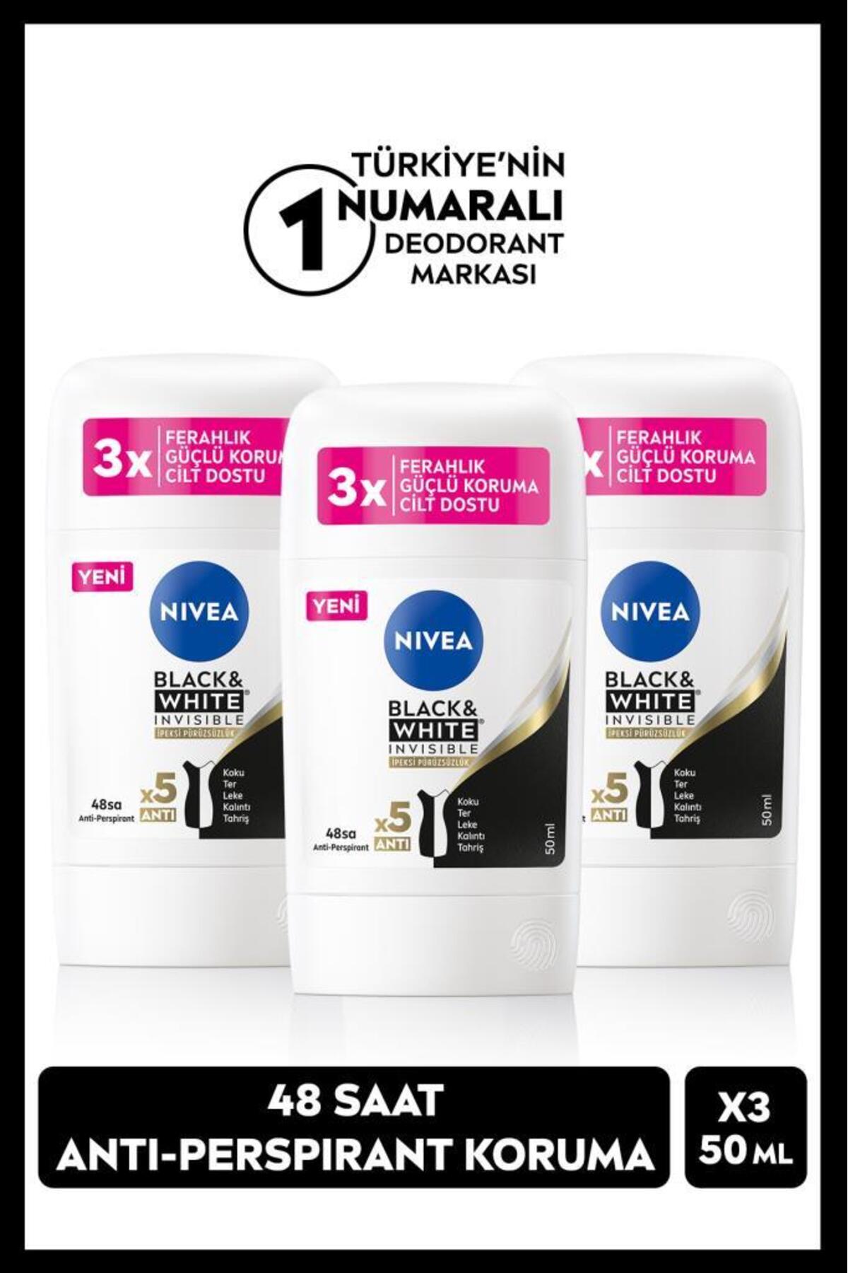 Nivea Women's Stick Deodorant Black&white 50ml, 48 Hours Protection, X3 Pieces