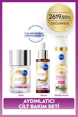 Nivea SPF50 Luminous630 Anti-Blemish Day Face Cream, Skin Glow Brightening Serum and Tonic, Dowry Set