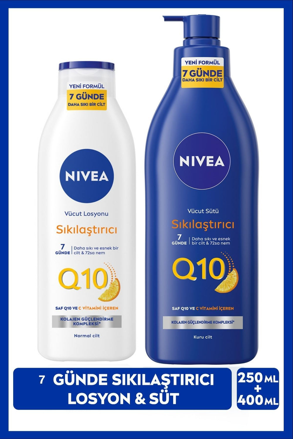 Nivea Q10 Firming Body Care Milk 400ml and Body Lotion 250ml, Vitamin C, Get Tight in 7 Days