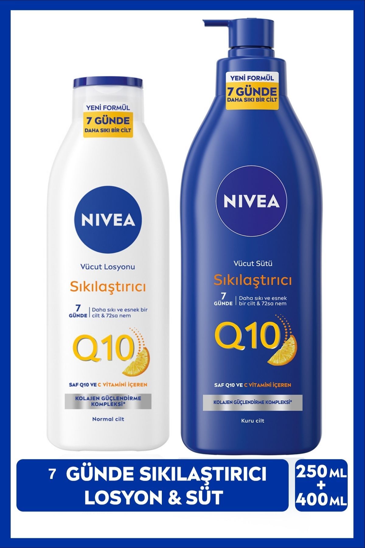 Nivea Q10 Firming Body Care Milk 400ml and Body Lotion 250ml, Vitamin C, Get Tight in 7 Days
