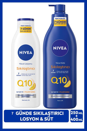 Nivea Q10 Firming Body Care Milk 400ml and Body Lotion 250ml, Vitamin C, Get Tight in 7 Days