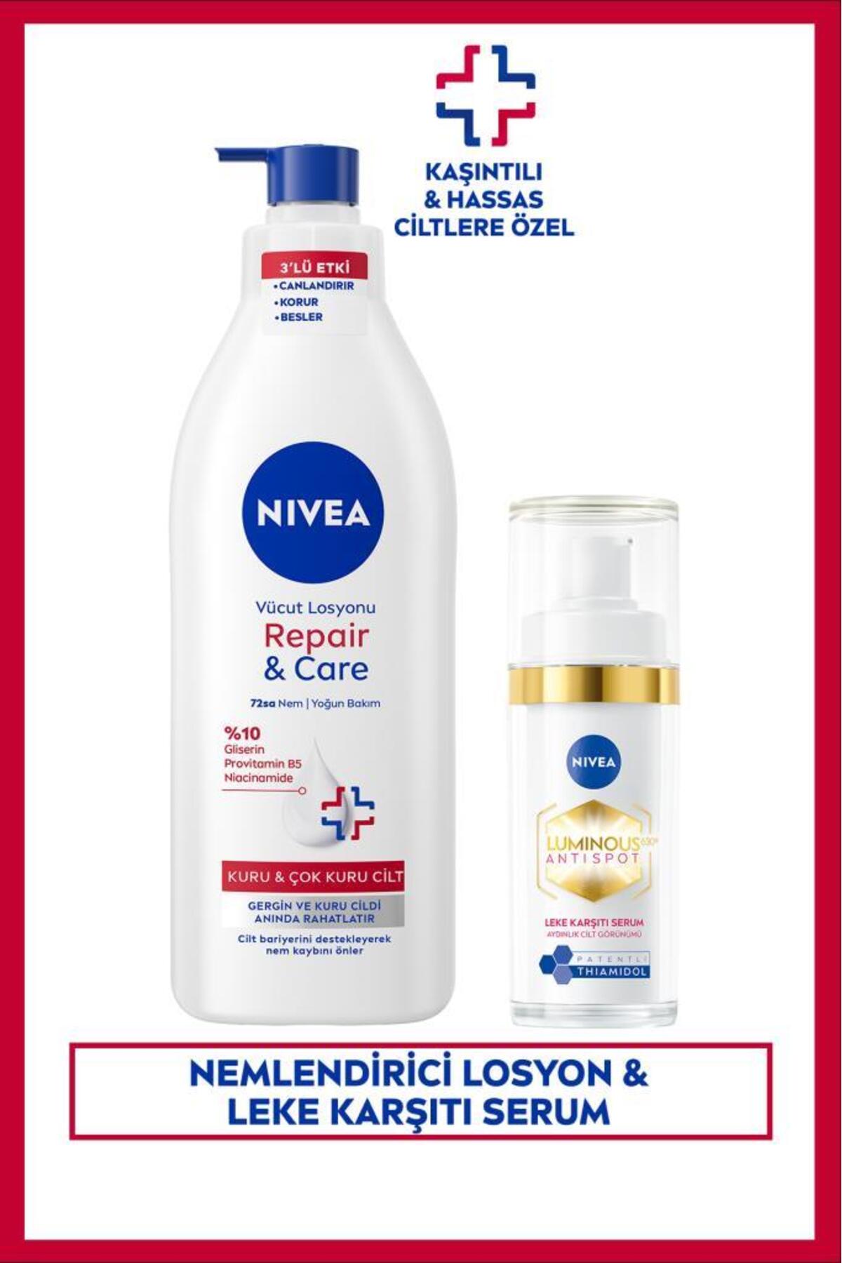 Nivea Repair&Care Moisturizing Body Lotion 400ml and Luminous630 Anti-Blemish Skin Serum 30ml