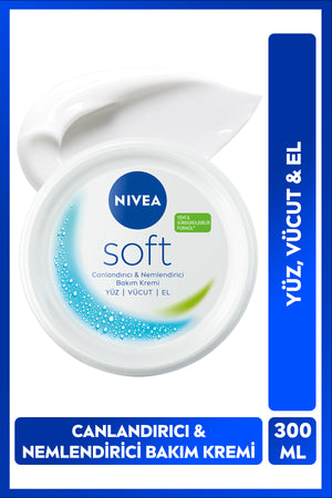 Nivea Soft Moisturizing Hand and Body Care Cream 300ml, 48 Hour Moisturizer, Jojoba Oil, Vitamin E