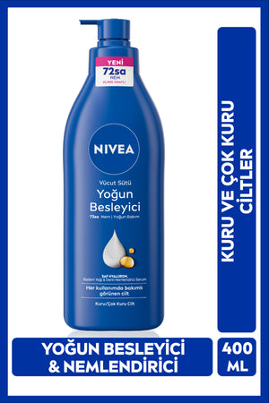 Nivea Intensive Nourishing Body Milk 400 ml, 72 Hour Moisturizing, Quick Absorption, Almond Oil, Dry Skin