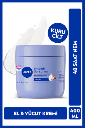 Nivea Smooth Sensation Hand and Body Care Cream 400ml, 48 Hour Moisturizing for Dry Skin