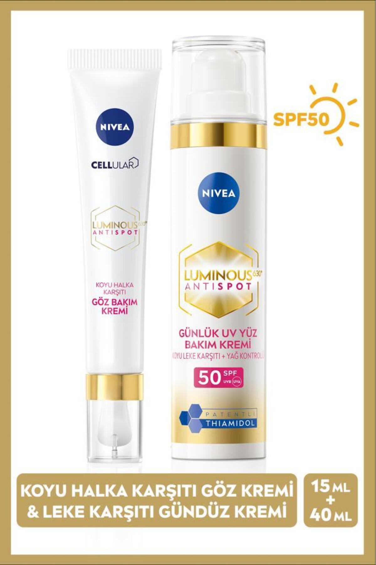 Nivea Luminous630 Anti-Dark Circle and Blemish Face Care Set, Eye Cream 15ml, SPF50 Day Face Cream 40 ml