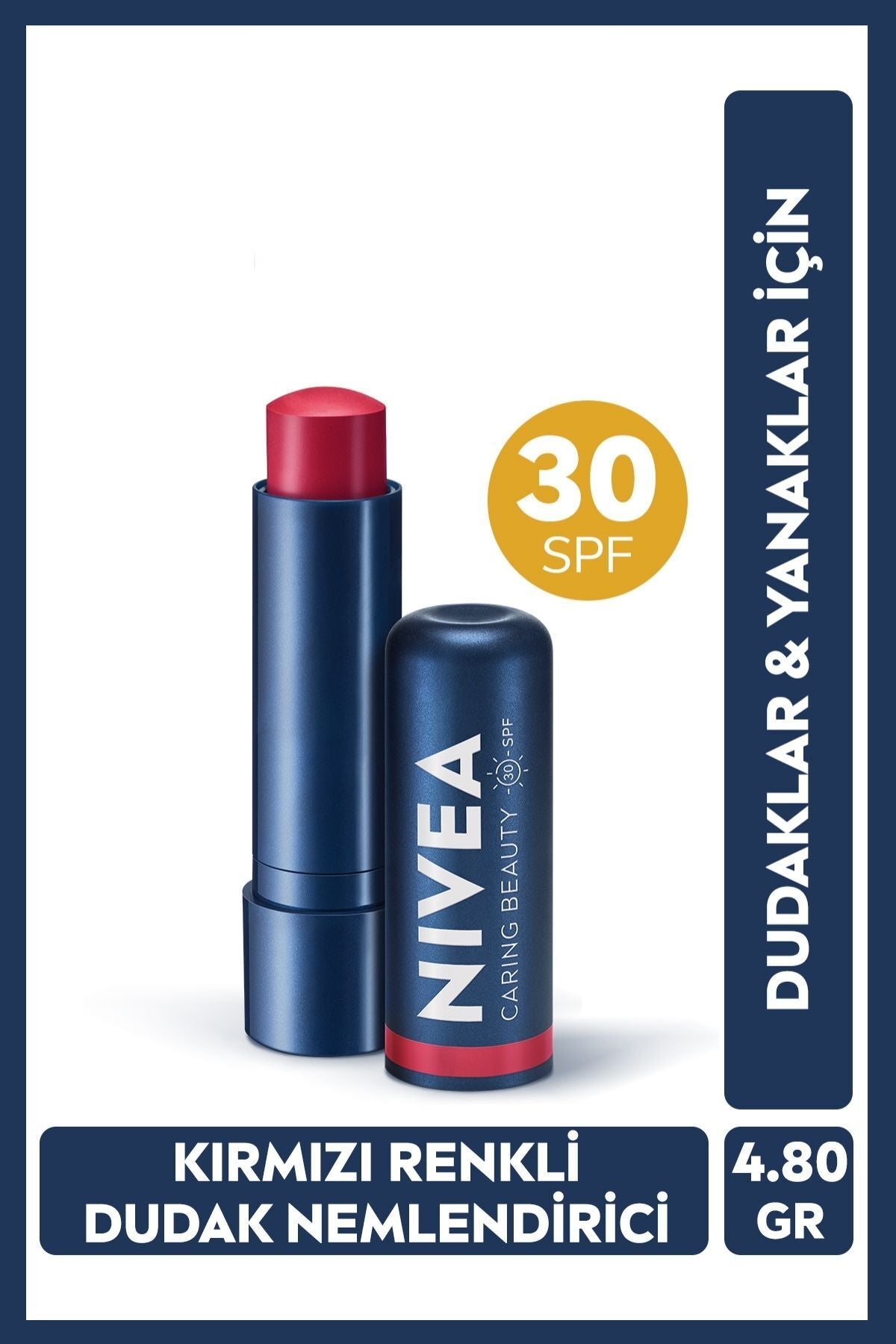 Nivea Red Colored Moisturizing Lip Care Cream 4.8gr, SPF30, Blush Effect, Lip And Cheek, Vitamin E