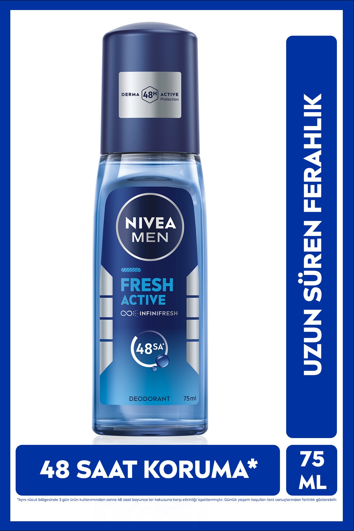 Nivea MEN Men's Pump Spray Deodorant Fresh Active 75 ml, Protection Against Sweat Odor, Aluminum Free