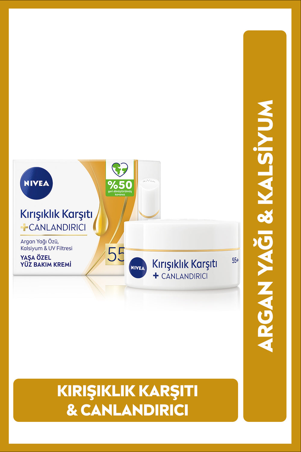 Nivea 55 Age Special Anti-Wrinkle and Anti-Aging Face Care Cream 50ml, Argan Oil, Calcium, Revitalizing