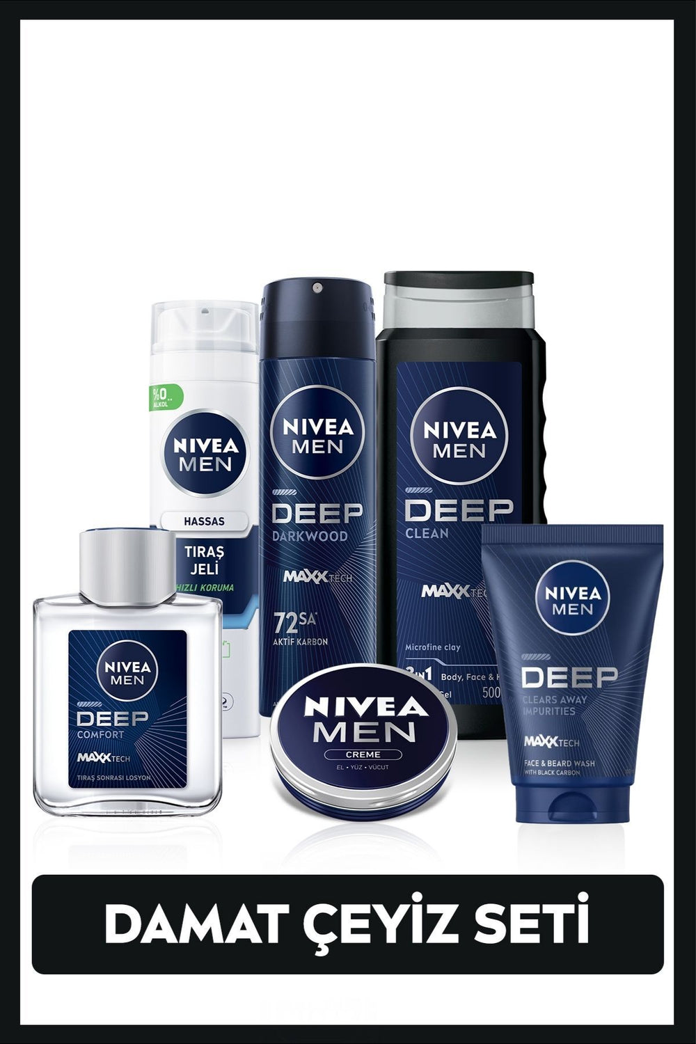 Nivea MEN Men's Care Dowry Set, Deodorant, Shaving and Shower Gel, Lotion, Facial Cleansing Gel, Moisturizing Cream