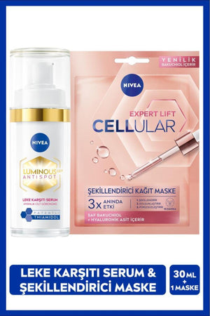 Nivea Luminous630 Thiamidol Effective Anti-Blemish Serum 30ml and Cellular Expert Lift Sculpting Mask