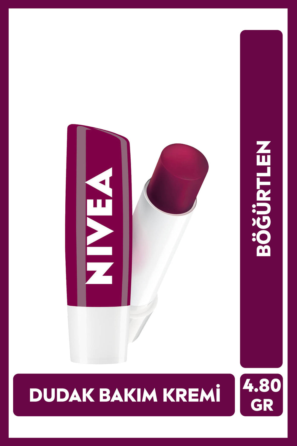 Nivea Blackberry Colored Lip Care Cream 4.8gr, Moisturizing, Light Burgundy Shimmer, Lip Gloss
