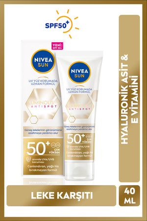 Nivea SPF50+ Luminous630 Anti-Blemish High Sunscreen Face Cream 40ml, Hyaluronic Acid, Vitamin E