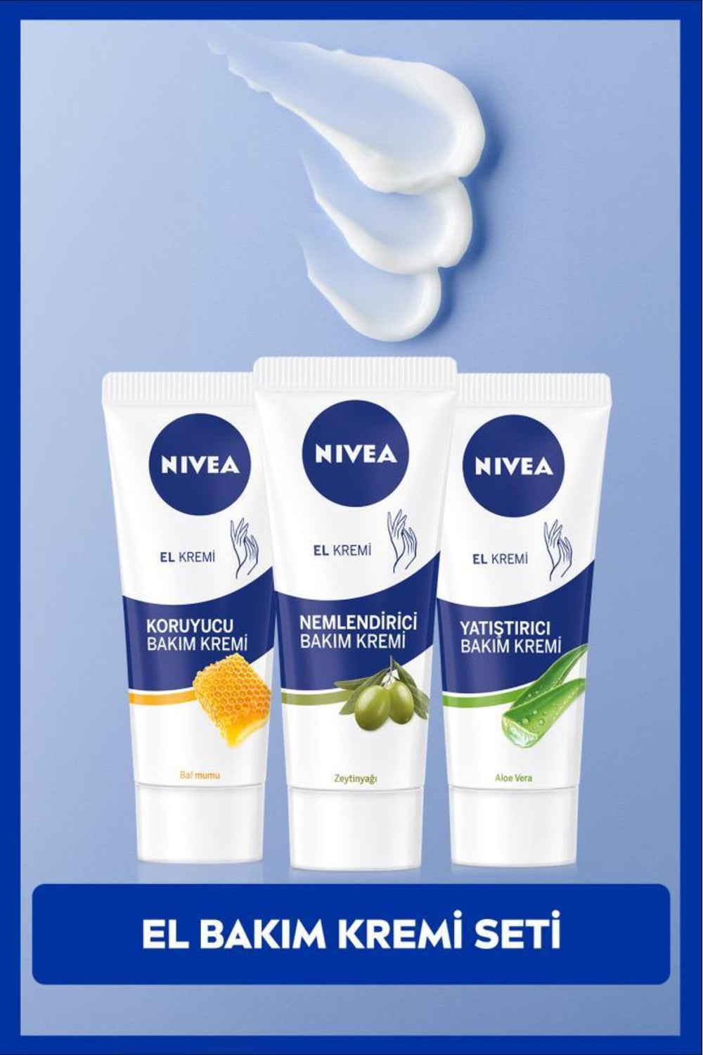 Nivea Hand Care Cream Set, Protective Beeswax, Moisturizing Olive Oil and Soothing Aloe Vera, 75 ml