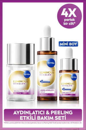 Nivea Luminous630 Skin Glow Instant Brightening Serum Set and Peeling Tonic 100ml, Even Skin Tone