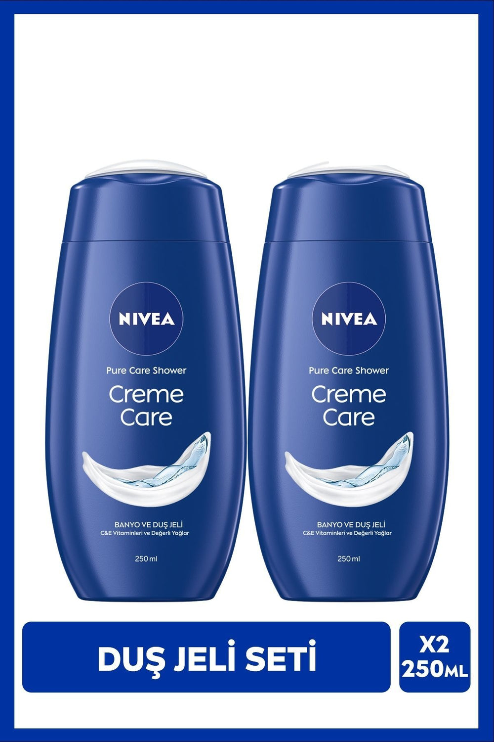 Nivea Creme Care Bath and Shower Gel 250ml, Vitamin C & E, Moisturizer, X2 Pieces, Smooth Skin