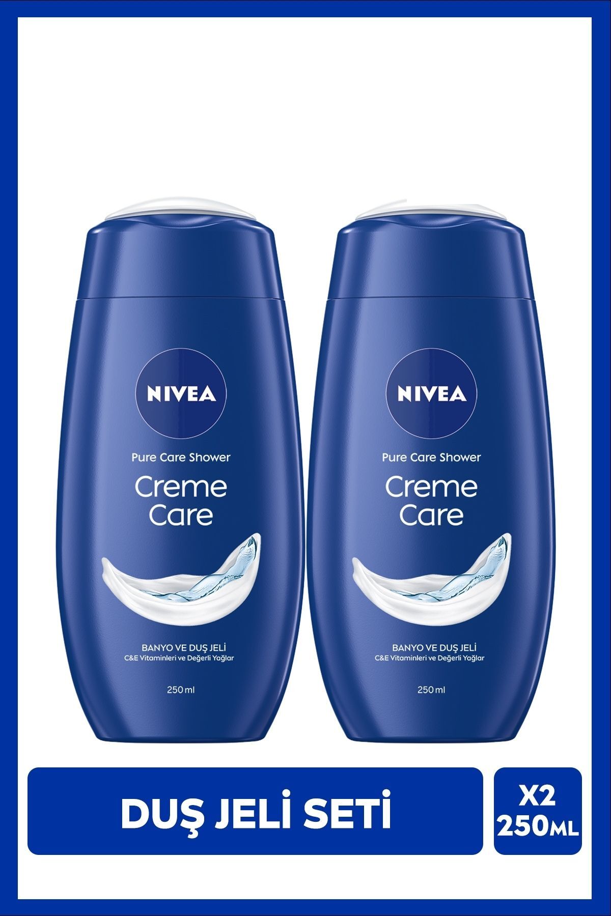 Nivea Creme Care Bath and Shower Gel 250ml, Vitamin C & E, Moisturizer, X2 Pieces, Smooth Skin