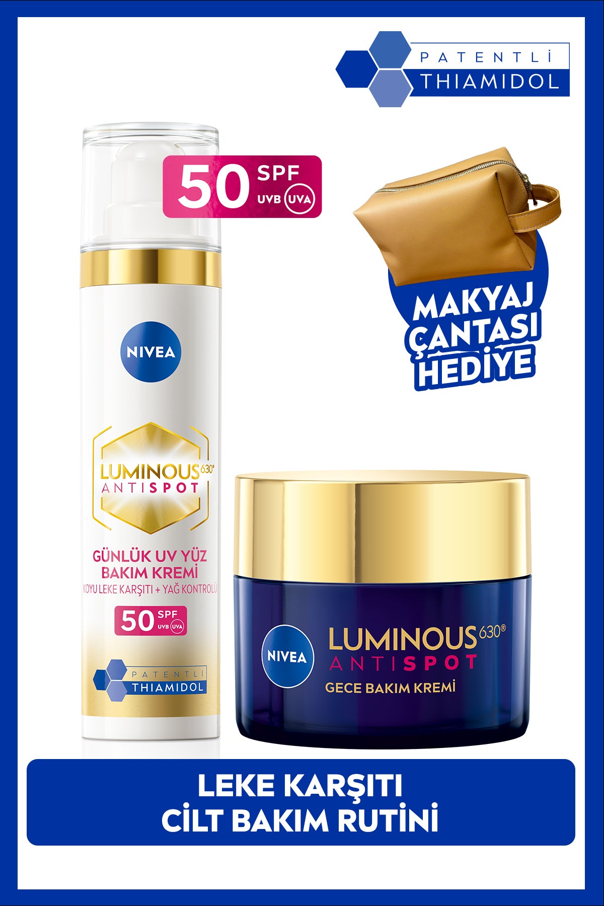 Nivea Luminous630 Anti-Blemish Skin Care Routine, Sunscreen Face Cream 40ml and Night Cream, Gift Bag