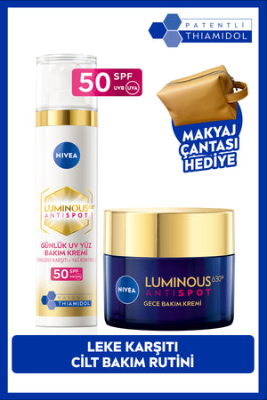 Nivea Luminous630 Anti-Blemish Skin Care Routine, Sunscreen Face Cream 40ml and Night Cream, Gift Bag