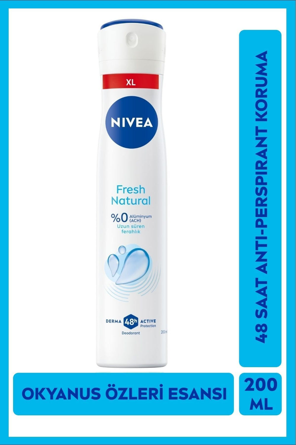 Nivea Women's Fresh Natural Spray Deodorant 200ml, 48 Hour Sweat Protection, Aluminum Free, Powder Free