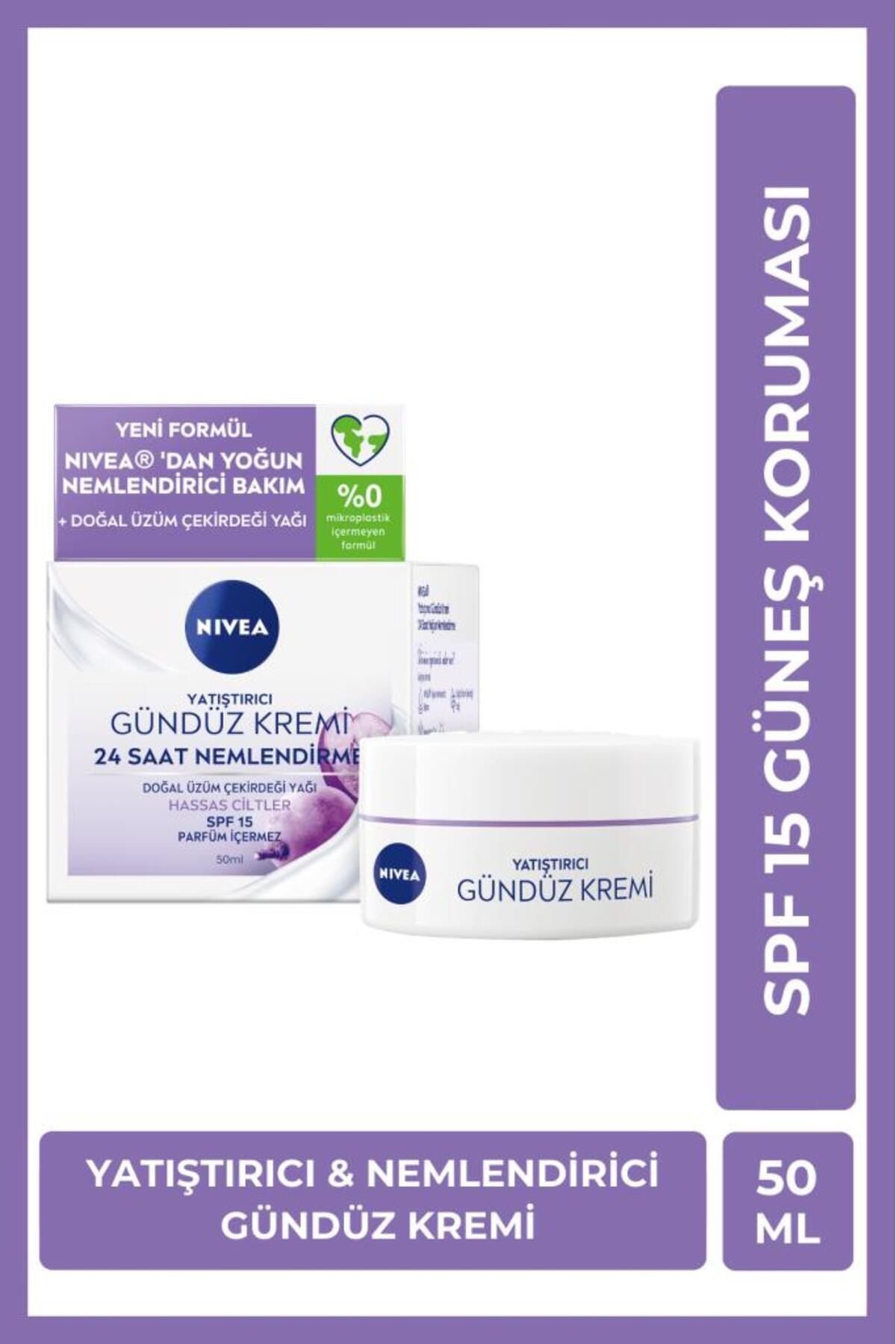 Nivea SPF15 Soothing and Moisturizing Day Face Care Cream 50ml, Sunscreen, Sensitive Skin, Perfume-Free