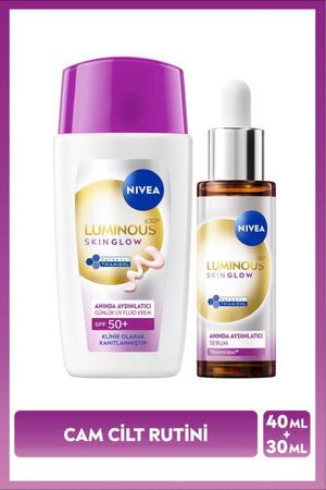 Nivea SPF50+ Sunscreen Luminous630 Skin Glow Illuminating Face Cream 40ml and Serum 30ml, Glass Skin